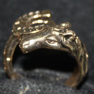 Gold Plated Horse Head & Horse Shoe Ring
